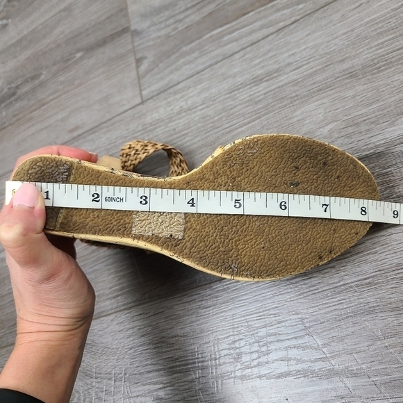 Stepps Tan Woven Strap Wedge Sandals - Picture 14 of 17
